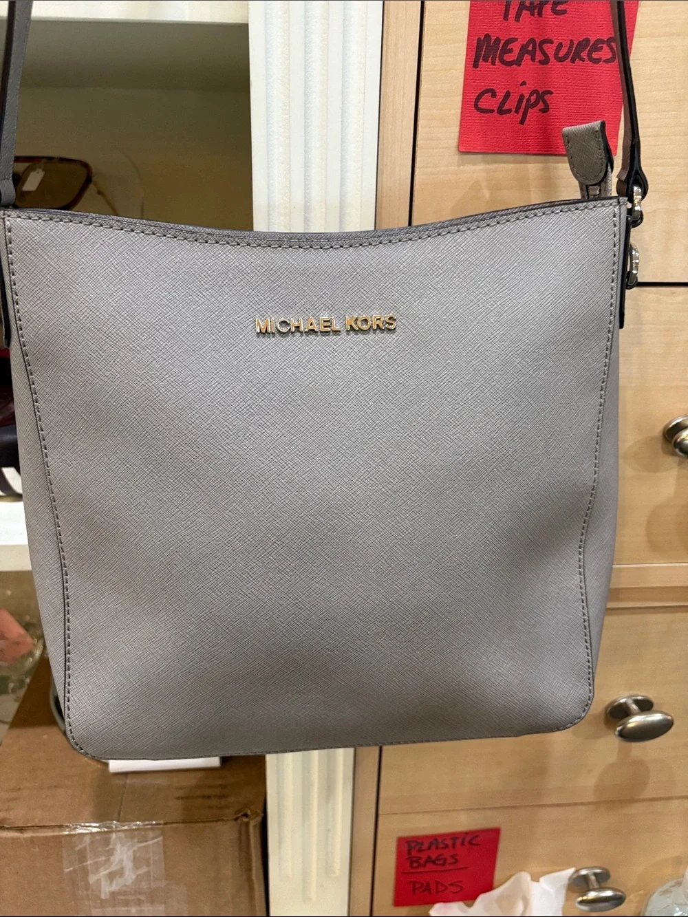Michael Kors Light Gray Saffiano Crossbody Bag